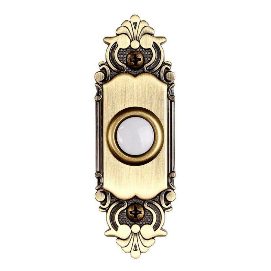 Doorbells * | Hampton Bay Wired Led Illuminated Doorbell Push Button, Antique Brass