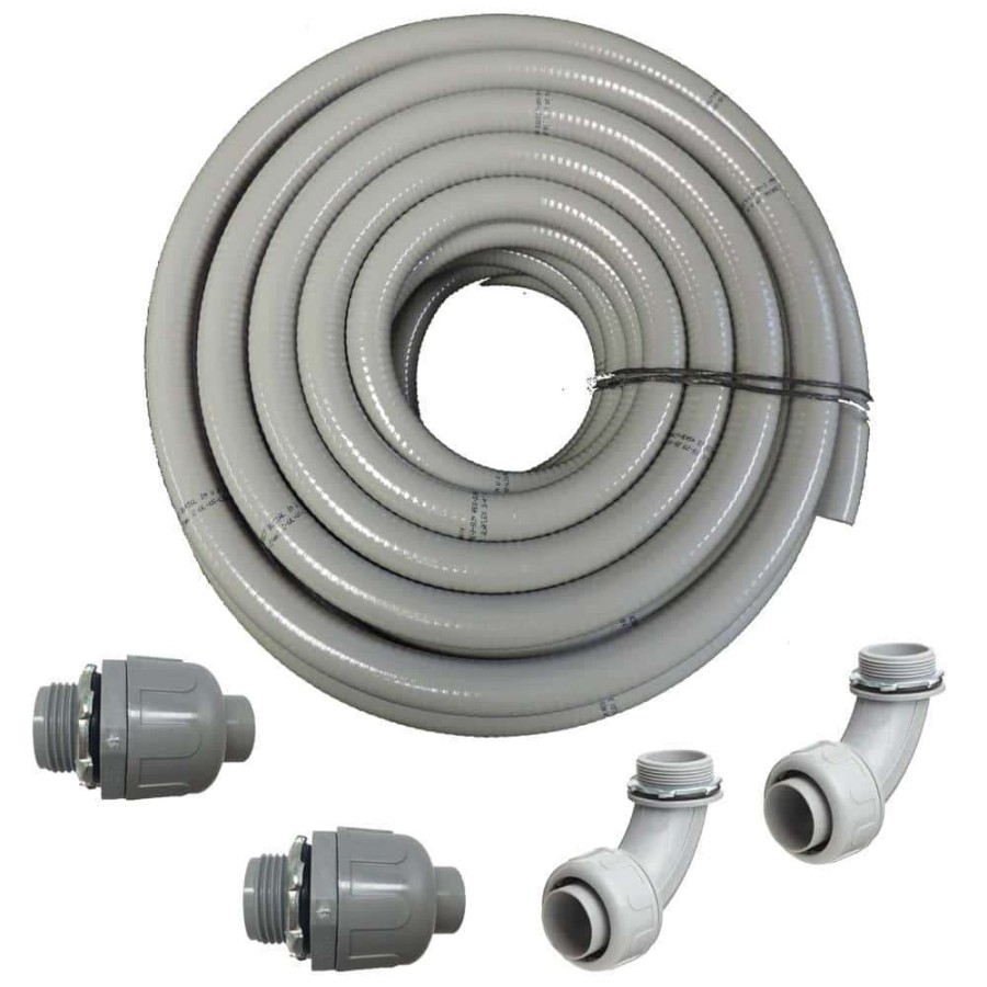 Electrical Boxes, Conduit & Fittings * | Hydromaxx 2 In. Dia X 25 Ft. Non-Metallic Ul Liquid Tight Electrical Conduit Kit With 2 Straight And 2 Angle Fittings Included