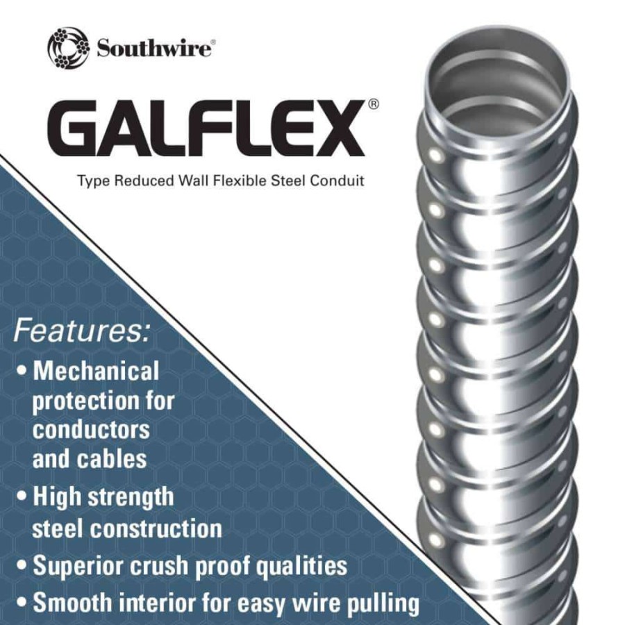 Electrical Boxes, Conduit & Fittings * | Southwire 3/8 In. X 50 Ft. Galflex Rws Metallic Armored Steel Flexible Conduit