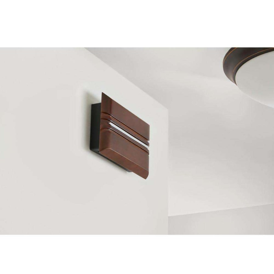 Doorbells * | Hampton Bay Wireless Or Wired Doorbell Chime, Dark Oak Wood With Silver Insert