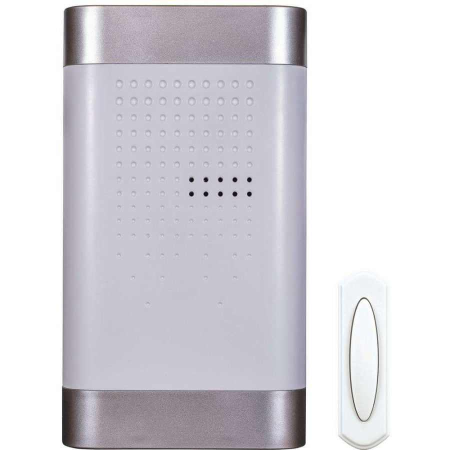 Doorbells * | Hampton Bay Wireless Battery Operated Doorbell Kit With Wireless Push Button, White And Nickel