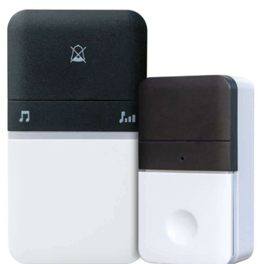 Doorbells * | Heath Zenith Piezo Black/White Plastic Wireless Door Chime Kit