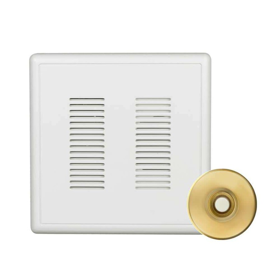 Doorbells * | Nicor Primechime Plus 2 Video Compatible Wired Door Bell Chime Kit With Polished Brass Stucco Button