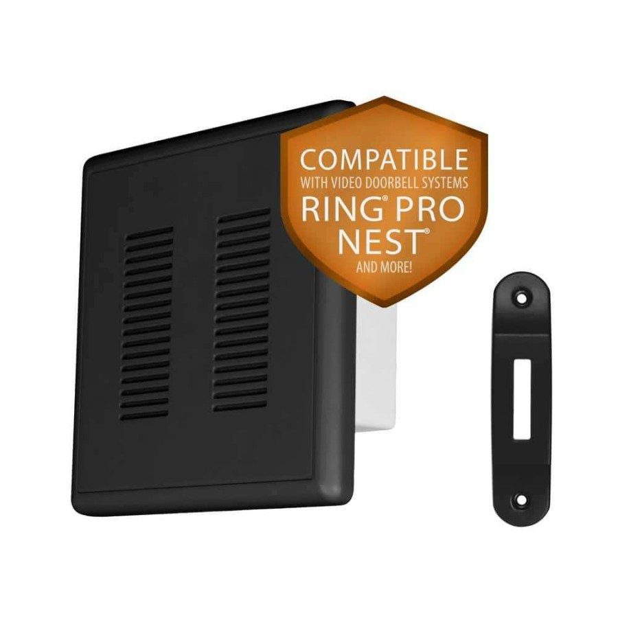 Doorbells * | Nicor Primechime Plus 2 Black Video Compatible Wired Door Bell Chime Kit