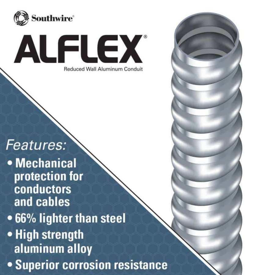 Electrical Boxes, Conduit & Fittings * | Southwire 1/2 In. X 100 Ft. Alflex Rwa Metallic Aluminum Flexible Conduit