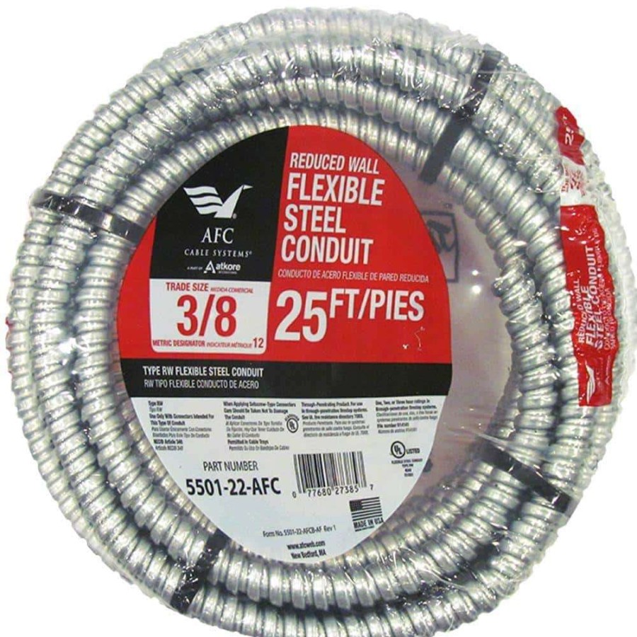 Electrical Boxes, Conduit & Fittings * | Afc Cable Systems 3/8 X 25 Ft. Flexible Steel Conduit