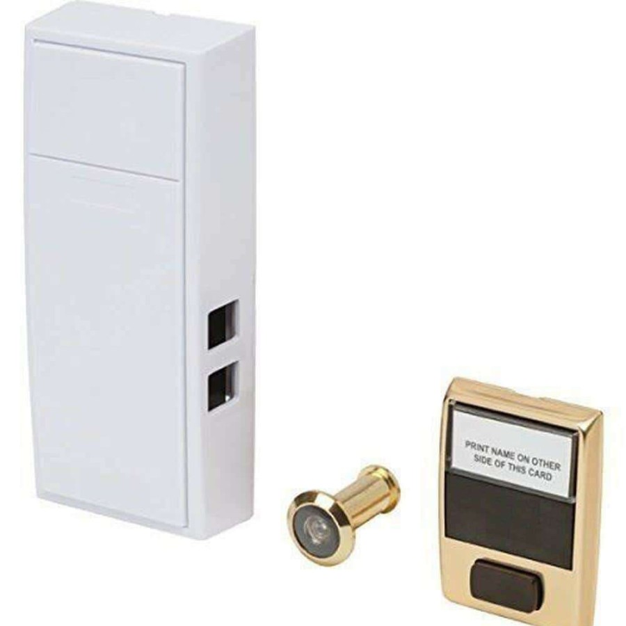 Doorbells * | Newhouse Hardware 2-Note Mechanical Wireless Doorbell Chime And Doorbell Push Button With Separate Door Viewer