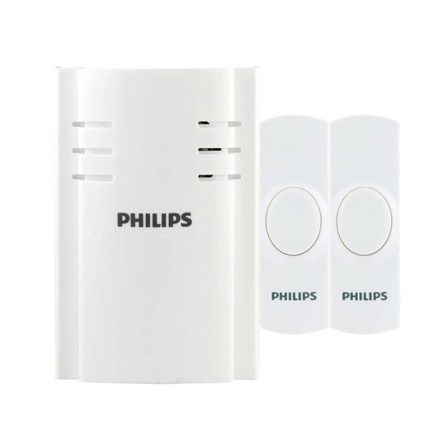 Doorbells * | Philips Wireless Plug-In Door Bell Kit With 8 Melodies And 2 Push Buttons