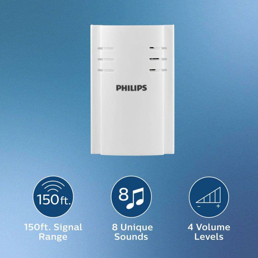 Doorbells * | Philips Wireless Plug-In Door Bell Kit With 8 Melodies And 2 Push Buttons