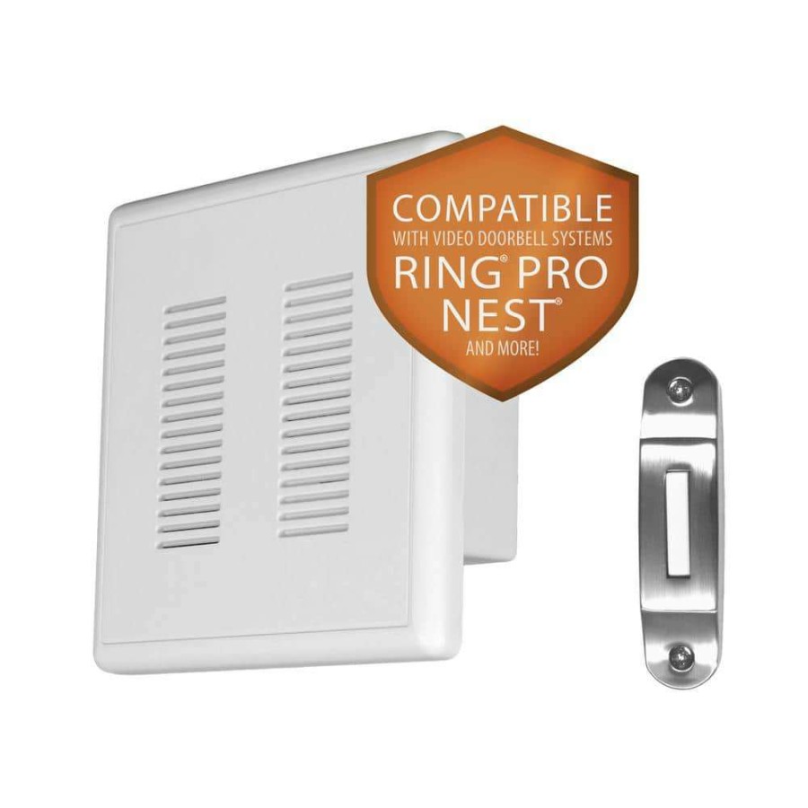 Doorbells * | Nicor Primechime Plus 2 Video Compatible Wired Door Bell Chime Kit With Nickel Decorative Button