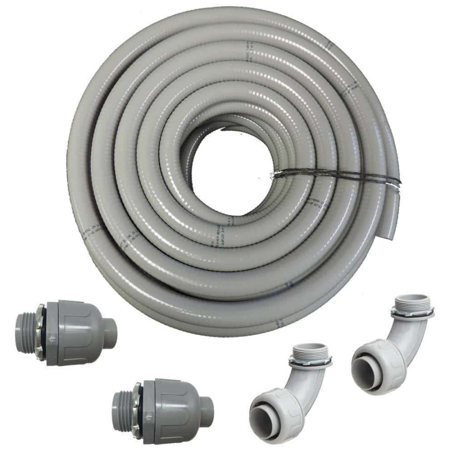 Electrical Boxes, Conduit & Fittings * | Hydromaxx 3/4 In. Dia X 25 Ft. Non Metallic Ul Liquid Tight Electrical Conduit Kit With 2 Straight And 2 Angle Fittings Included