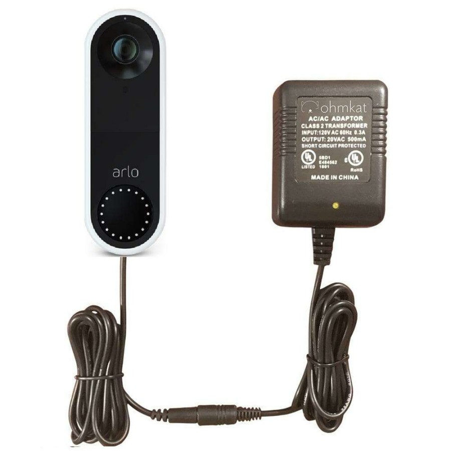 Doorbells * | Ohmkat Video Doorbell Power Supply Compatible With Arlo Wired Video Doorbell (Black)