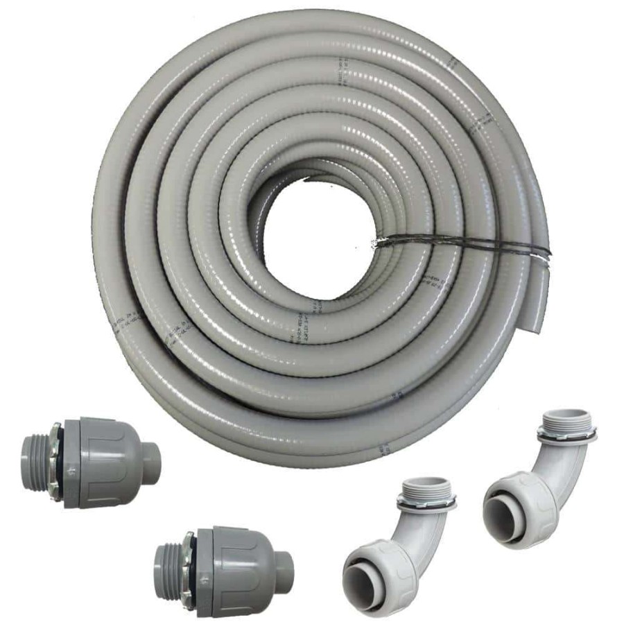 Electrical Boxes, Conduit & Fittings * | Hydromaxx 1-1/2 In. Dia X 25 Ft. Non Metallic Ul Liquid Tight Electrical Conduit Kit With 2 Straight And 2 Angle Fittings Included