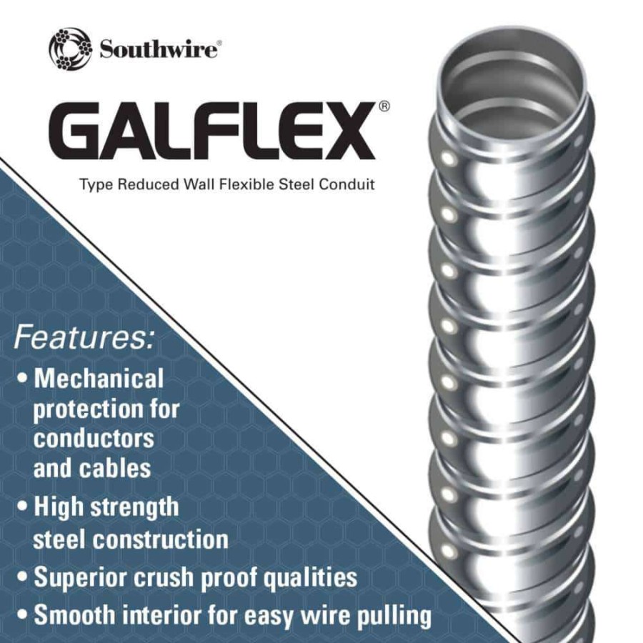 Electrical Boxes, Conduit & Fittings * | Southwire 3/4 In. X 50 Ft. Galflex Rws Metallic Armored Steel Flexible Conduit