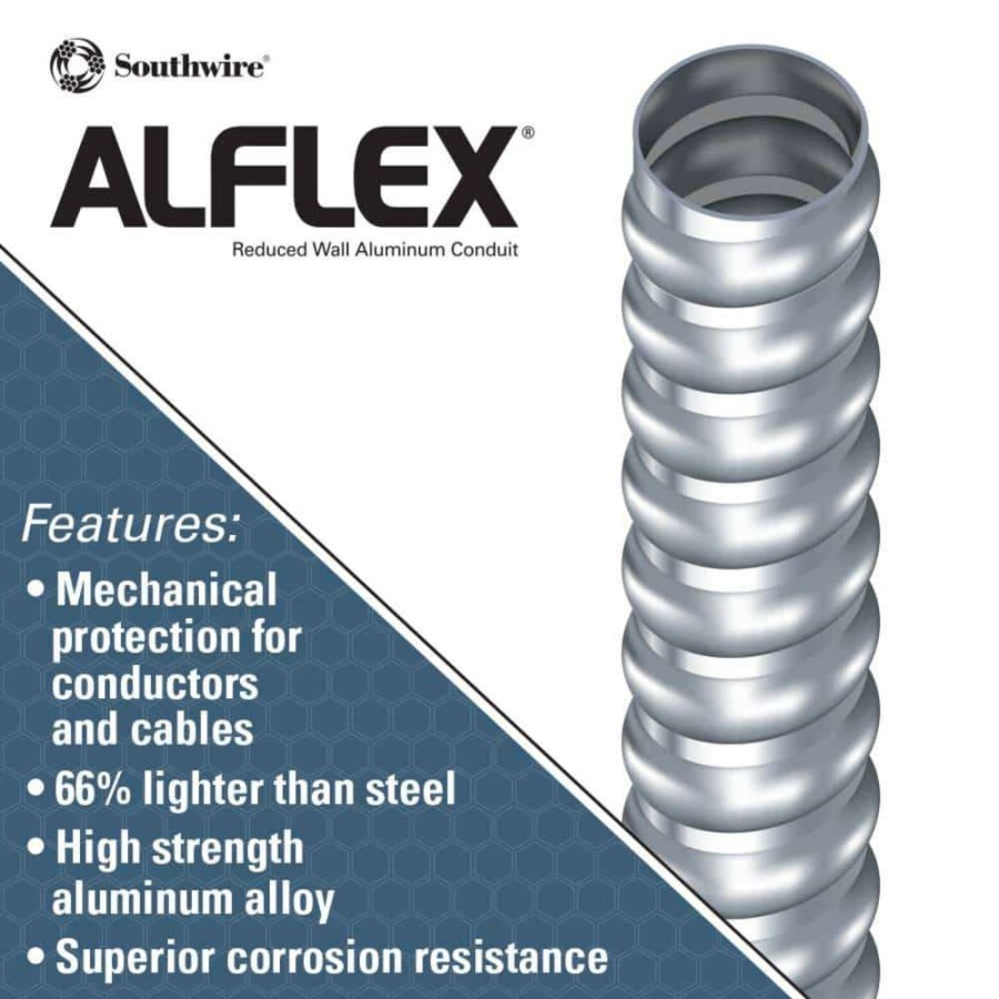 Electrical Boxes, Conduit & Fittings * | Southwire 3/8 In. X 100 Ft. Alflex Rwa Metallic Aluminum Flexible Conduit