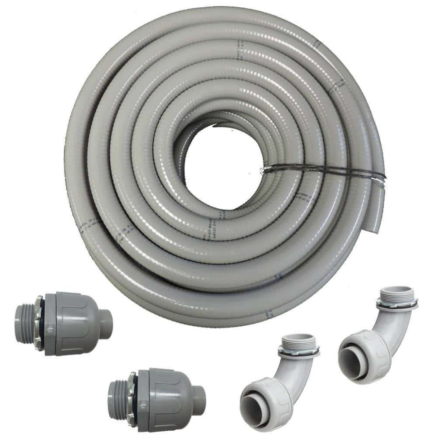 Electrical Boxes, Conduit & Fittings * | Hydromaxx 1-1/2 In. Dia X 100 Ft. Nonmetallic Ul Liquid Tight Electrical Conduit Kit With 2 Straight And 2 Angle Fittings Included