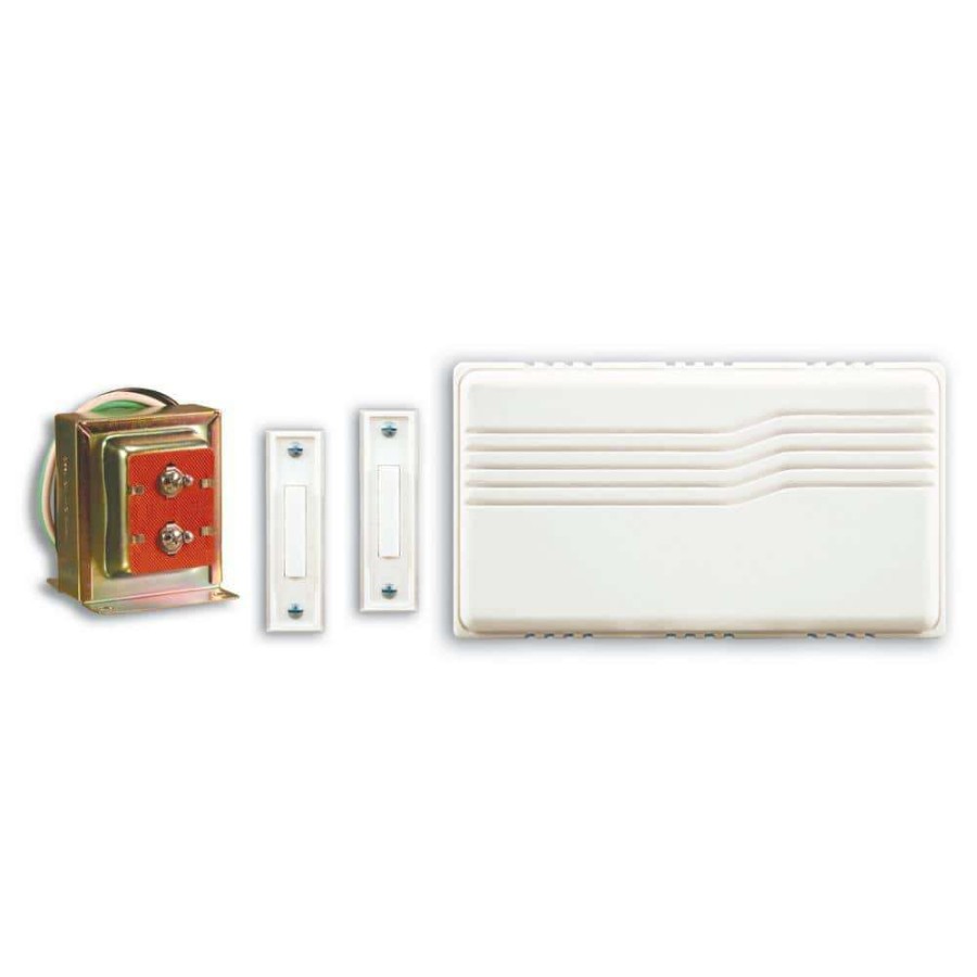 Doorbells * | Hampton Bay Wired Contractor Doorbell Kit With 2 Wired Push Buttons, White