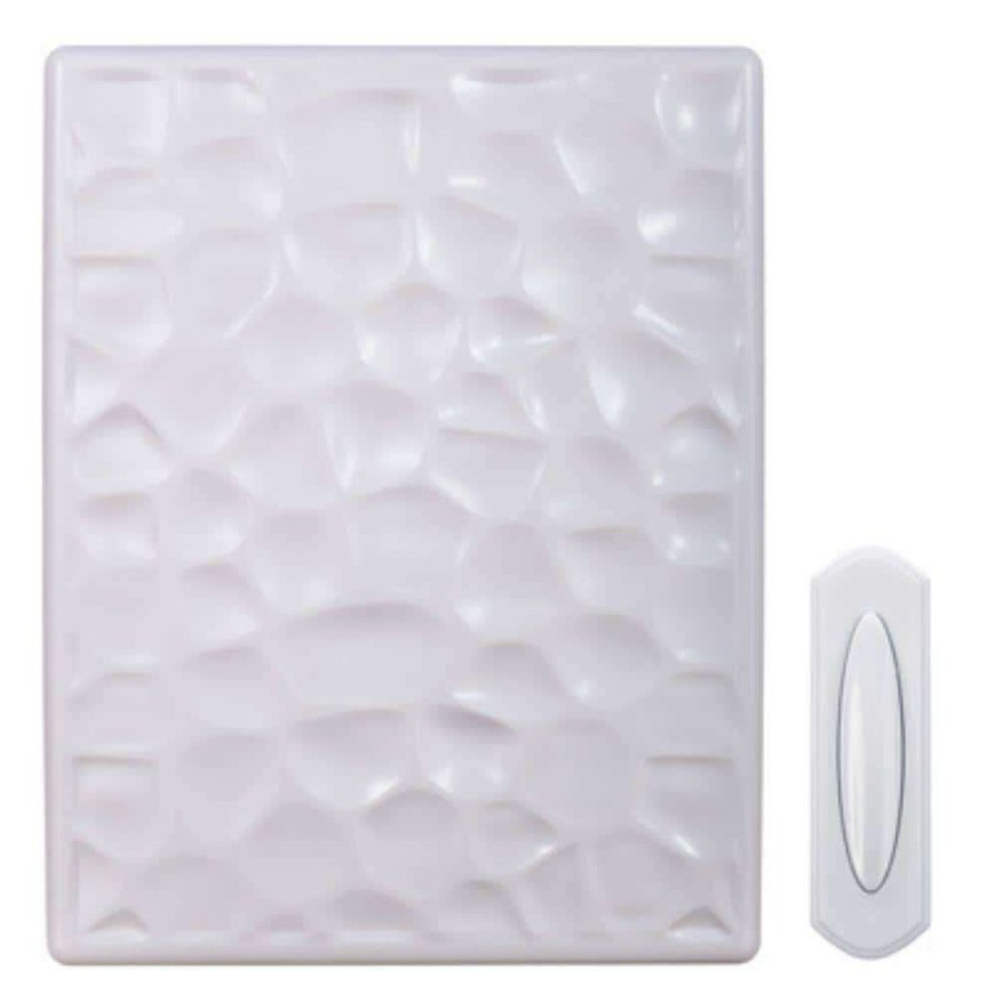 Doorbells * | Heath Zenith Hammered White Plastic Wireless Door Chime Kit