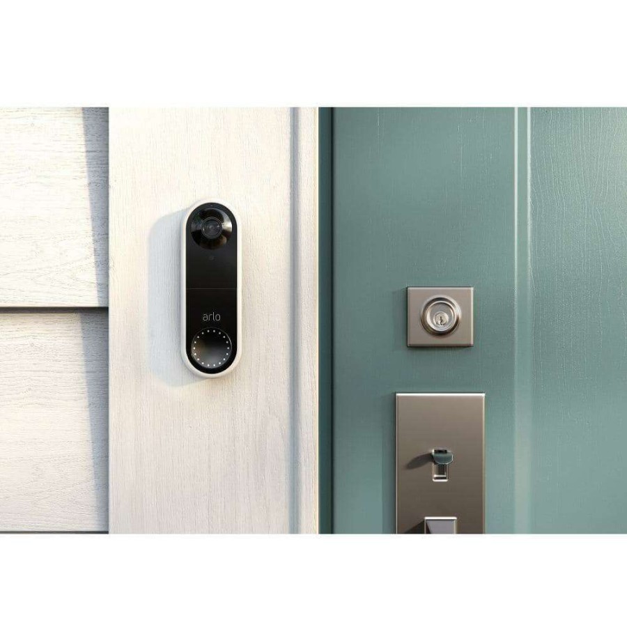 Doorbells * | Arlo Essential Wire-Free Video Doorbell Hd Video, 180 View, Night Vision, 2-Way Audio, Wireless Security, White