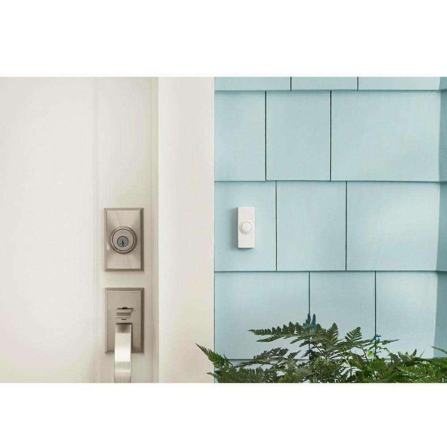 Doorbells * | Hampton Bay Wireless Battery Operated Doorbell Kit With Wireless Push Button, White