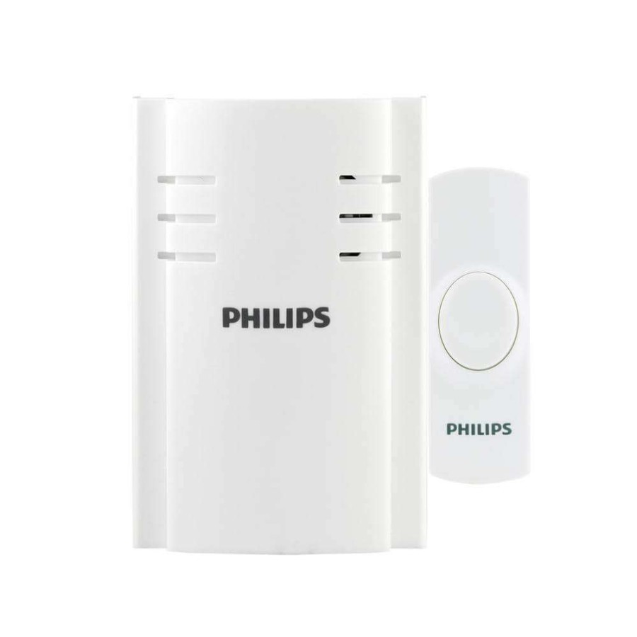 Doorbells * | Philips Wireless Plug-In Door Bell Kit With 8 Melodies And 1 Push Button