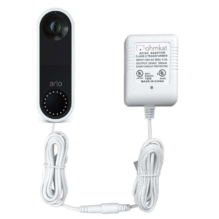 Doorbells * | Ohmkat Video Doorbell Power Supply Compatible With Arlo Wired Video Doorbell (White)