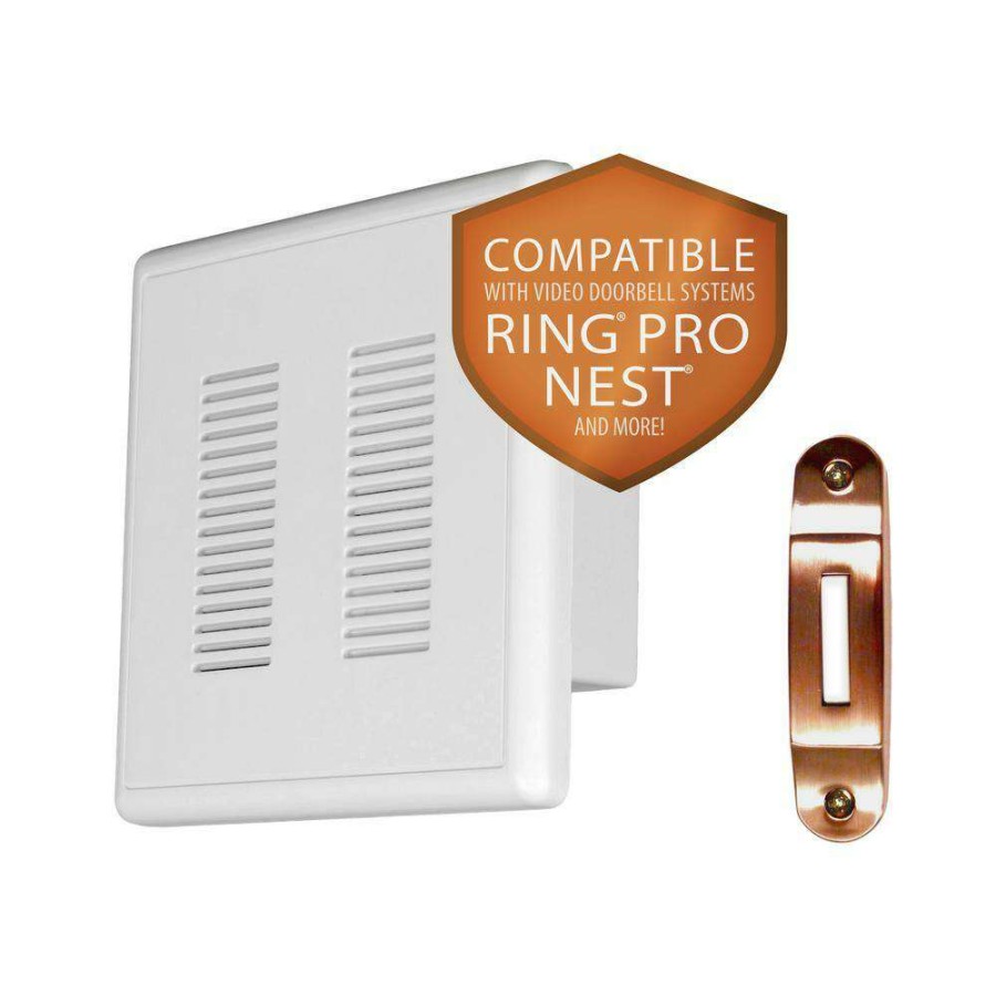 Doorbells * | Nicor Primechime Plus 2 Video Compatible Wired Door Bell Chime Kit With Copper Decorative Button