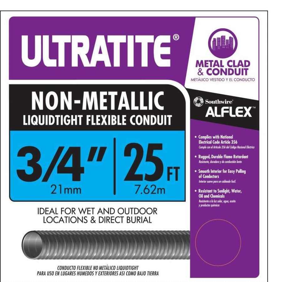 Electrical Boxes, Conduit & Fittings * | Southwire 3/4 In. X 25 Ft. Ultratite Liquidtight Flexible Non-Metallic Pvc Conduit