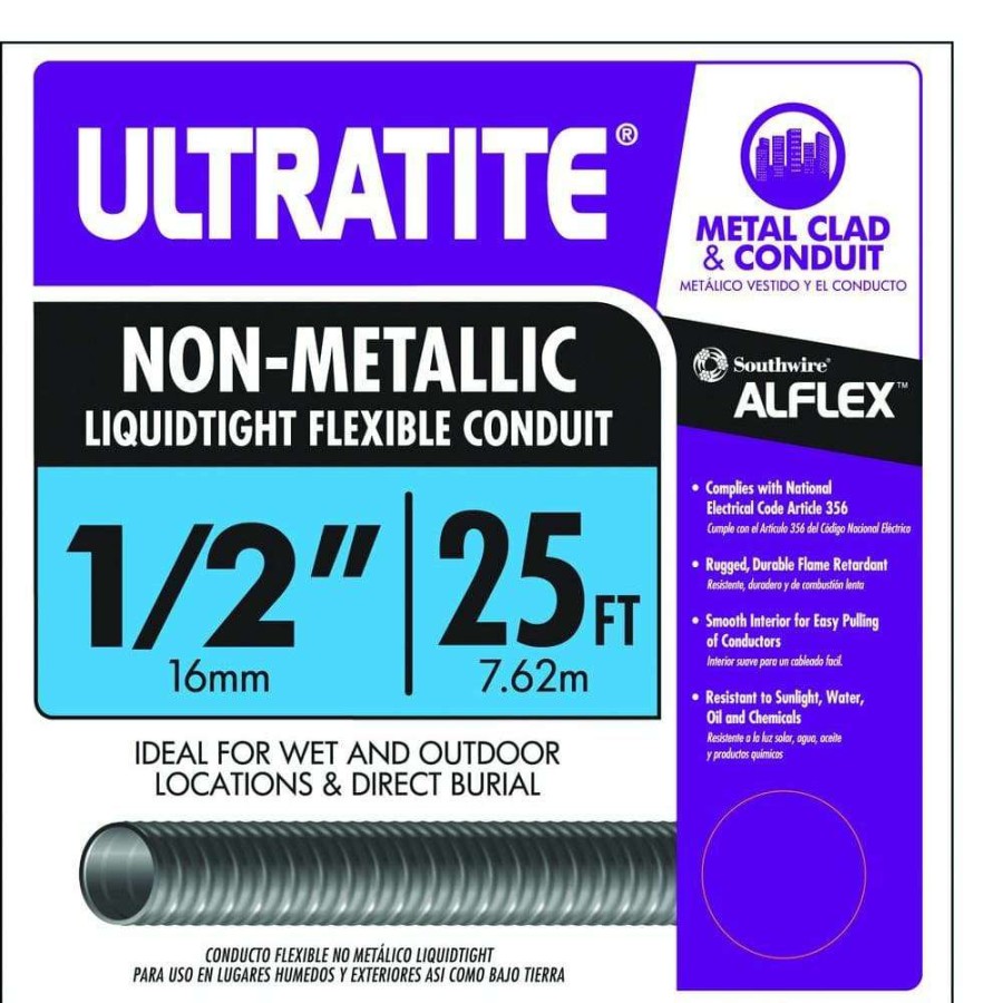 Electrical Boxes, Conduit & Fittings * | Southwire 1/2 In. X 25 Ft. Ultratite Liquidtight Flexible Non-Metallic Pvc Conduit