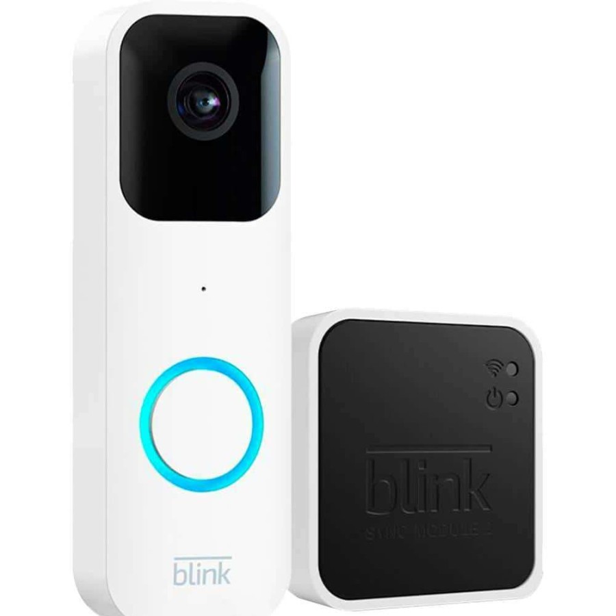 Smart Devices * | Blink Video Doorbell Plus Sync Module 2 Battery Or Wired Smart Wi-Fi Hd Video Doorbell Camera System In White