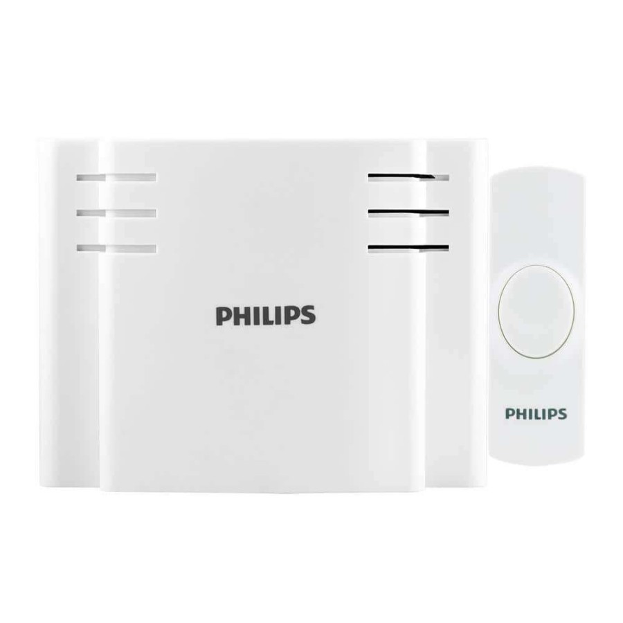 Doorbells * | Philips Wireless Battery-Operated Door Bell Kit With 8 Melodies And 1 Push Button