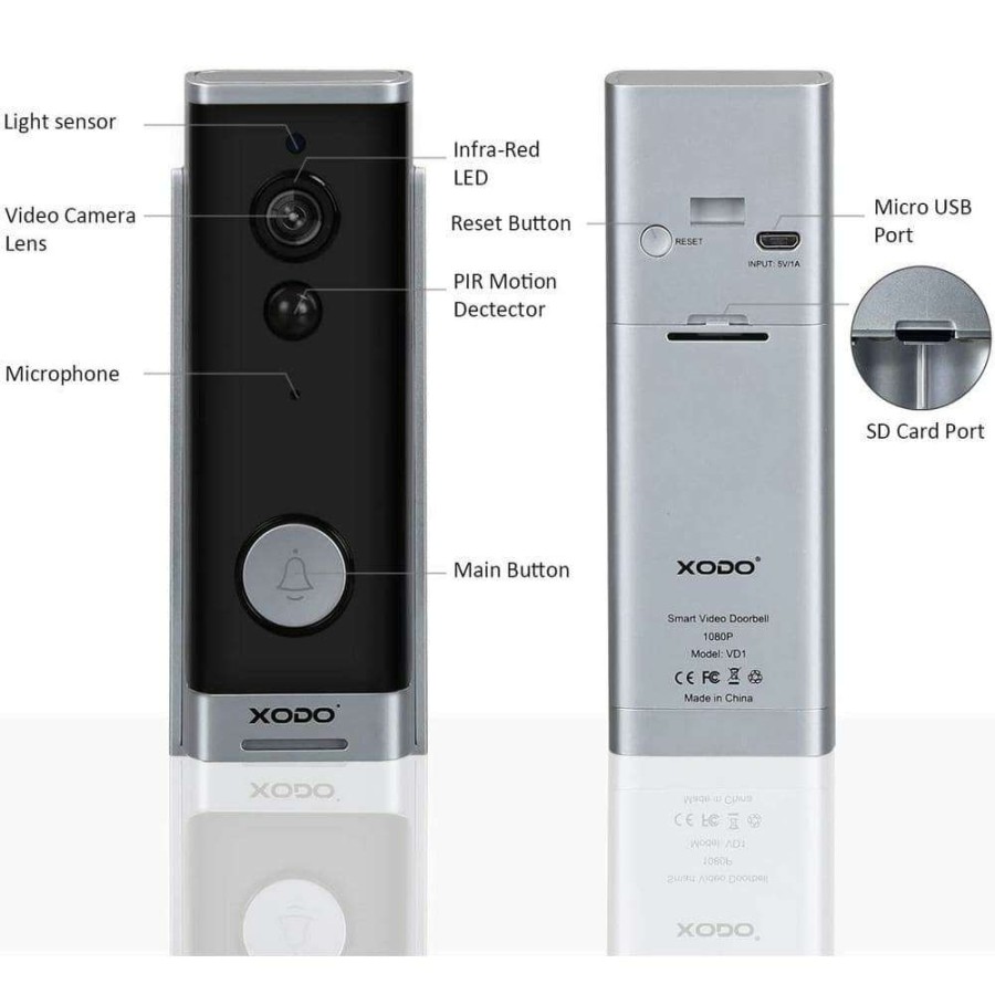 Doorbells * | Xodo Smart Wifi Video Doorbell Wireless Security Camera, 2-Way Audio/Waterproof Video Doorbell/Wifi 1080P Hd/166 Wide Angel