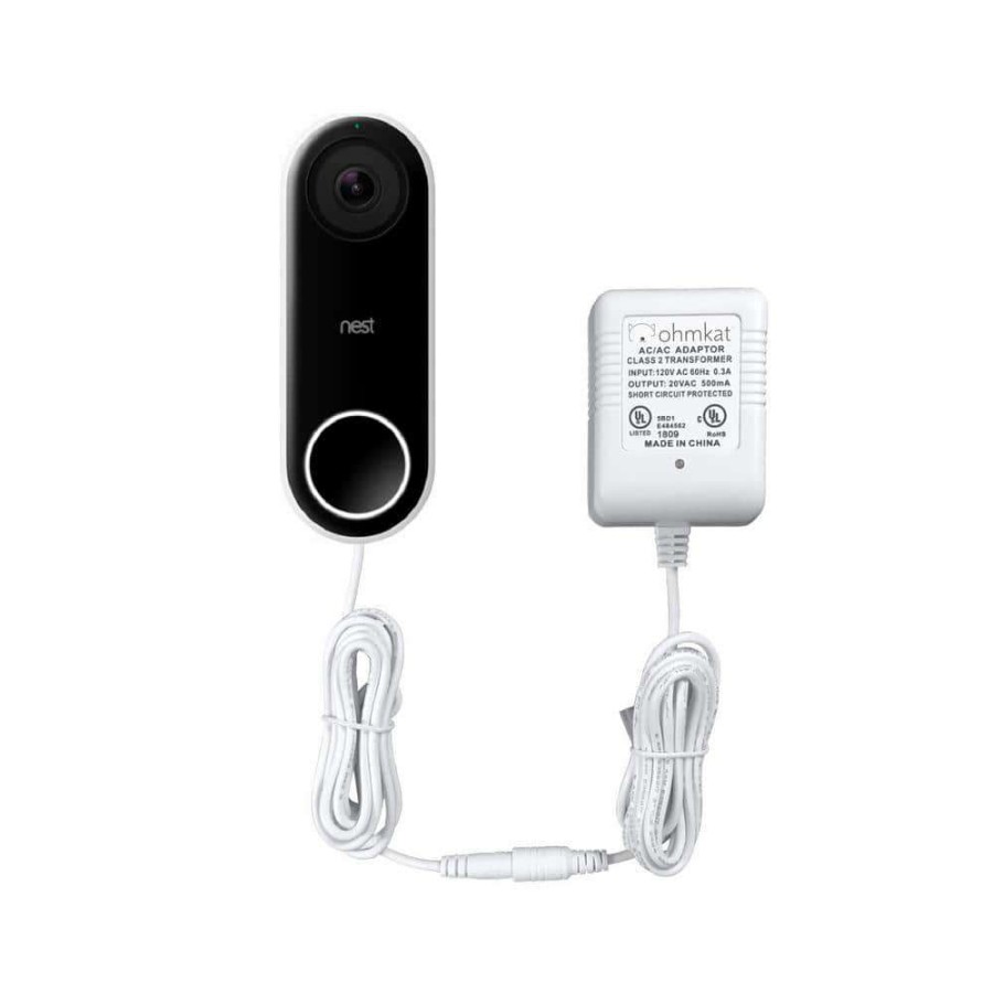 Doorbells * | Ohmkat Video Doorbell Power Supply Compatible With Nest Hello (White)