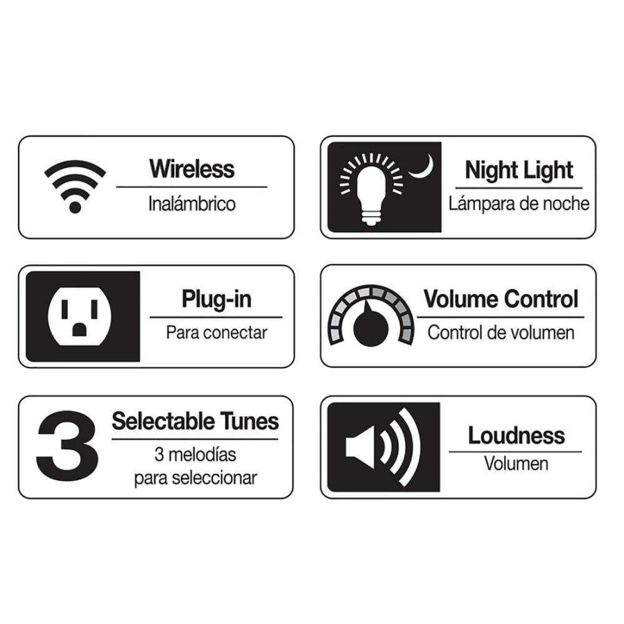 Doorbells * | Hampton Bay Wireless Plug-In Doorbell Kit With Led Night Light And Wireless Push Button, White