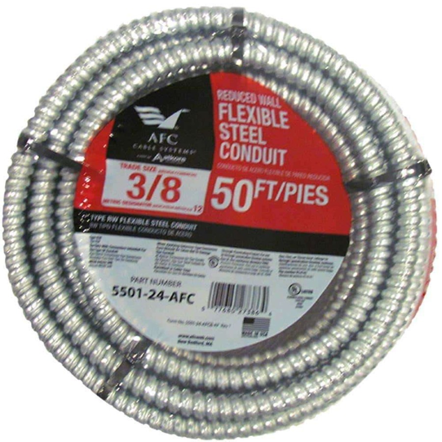 Electrical Boxes, Conduit & Fittings * | Afc Cable Systems 3/8 X 50 Ft. Flexible Steel Conduit