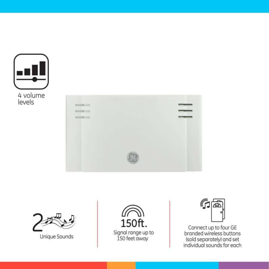 Doorbells * | Ge Wireless Door Chime, Battery Operated 2-Melody With 1-Push Button