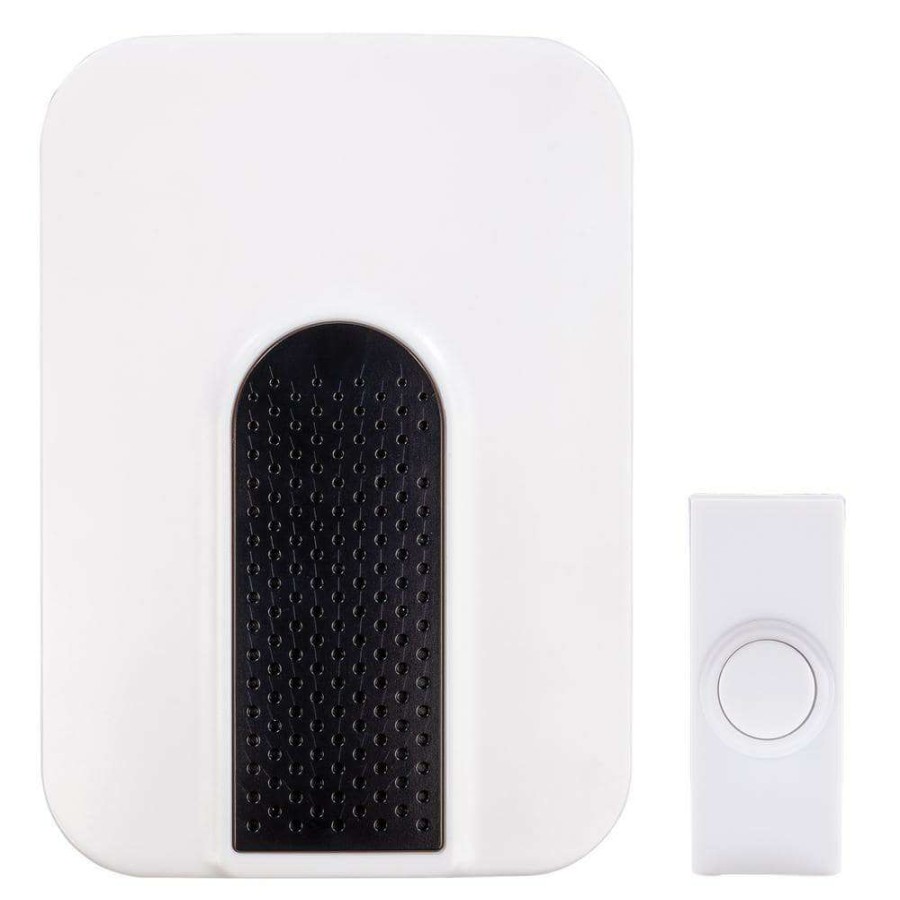 Doorbells * | Hampton Bay Wireless Battery Operated Doorbell Kit With Wireless Push Button, White