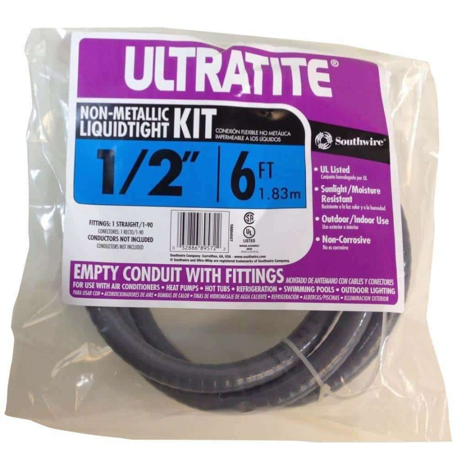 Electrical Boxes, Conduit & Fittings * | Southwire 1/2 In. X 6 Ft. Ultratite Liquidtight Flexible Non-Metallic Pvc Conduit Whip