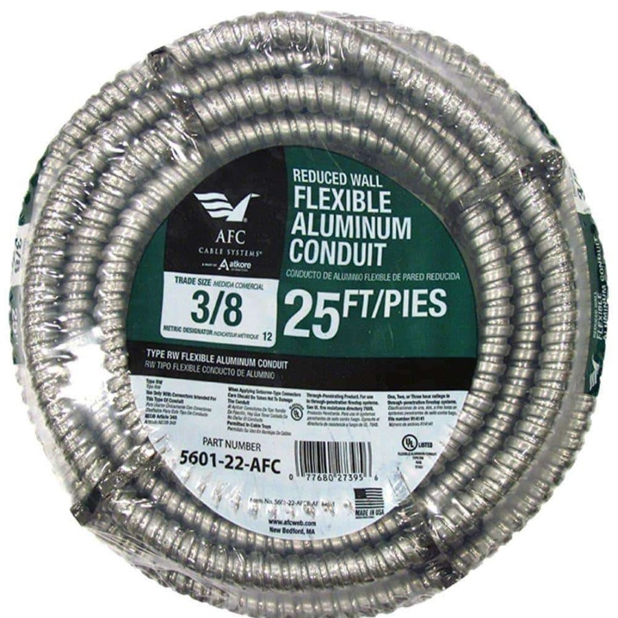 Electrical Boxes, Conduit & Fittings * | Afc Cable Systems 3/8 X 25 Ft. Flexible Aluminum Conduit