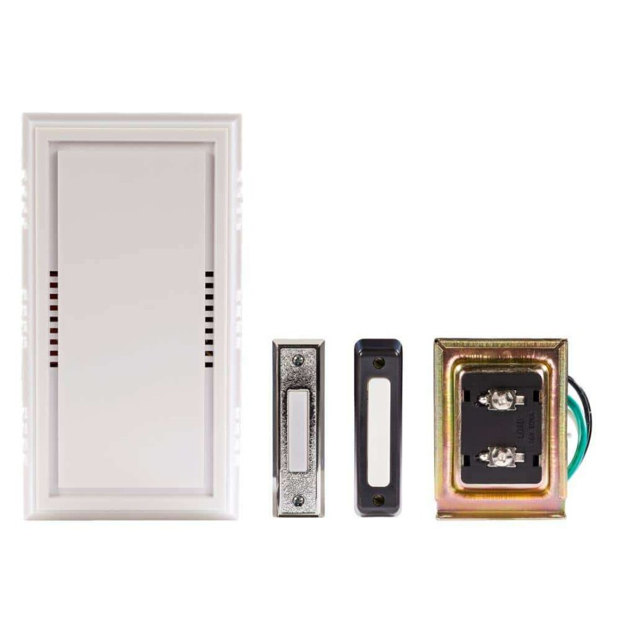 Doorbells * | Hampton Bay Wired Deluxe Contractor Doorbell Kit With 2 Wired Push Buttons