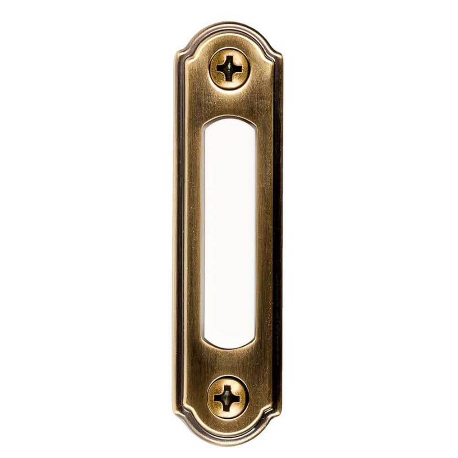 Doorbells * | Hampton Bay Wired Led Illuminated Doorbell Push Button, Antique Brass